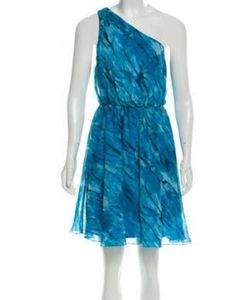 Alice + Olivia Silk Printed One Shoulder Dress